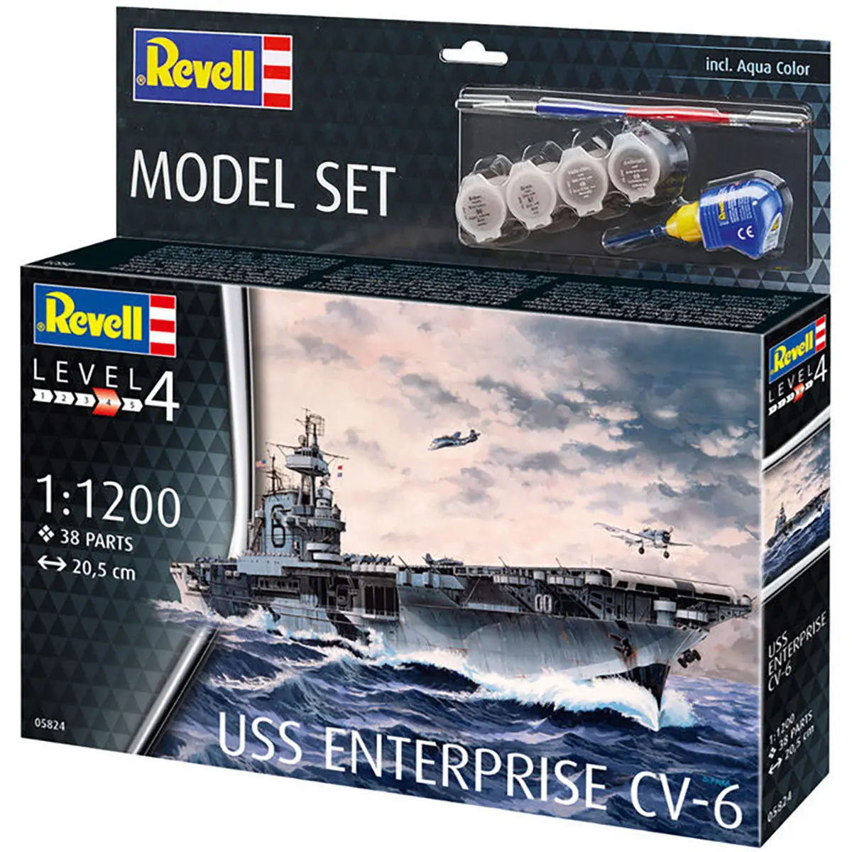 Revell Uss Enterprise Cv-6 Ship 1:1200 Model Set 1