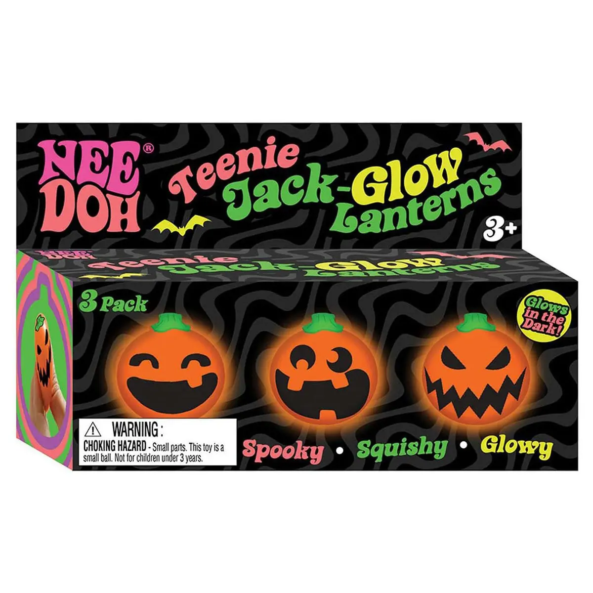 Needoh Teenie Jack-Glow Lanterns Fidget Toy (3 Pack) 1