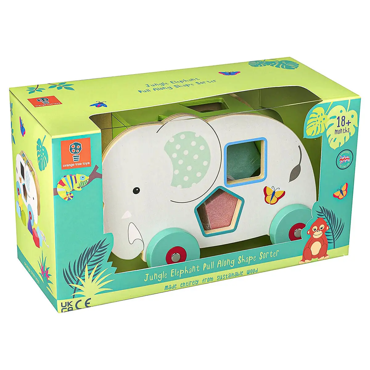 Orange Tree Toys Jungle Elephant Pull Along Shape Sorter 1