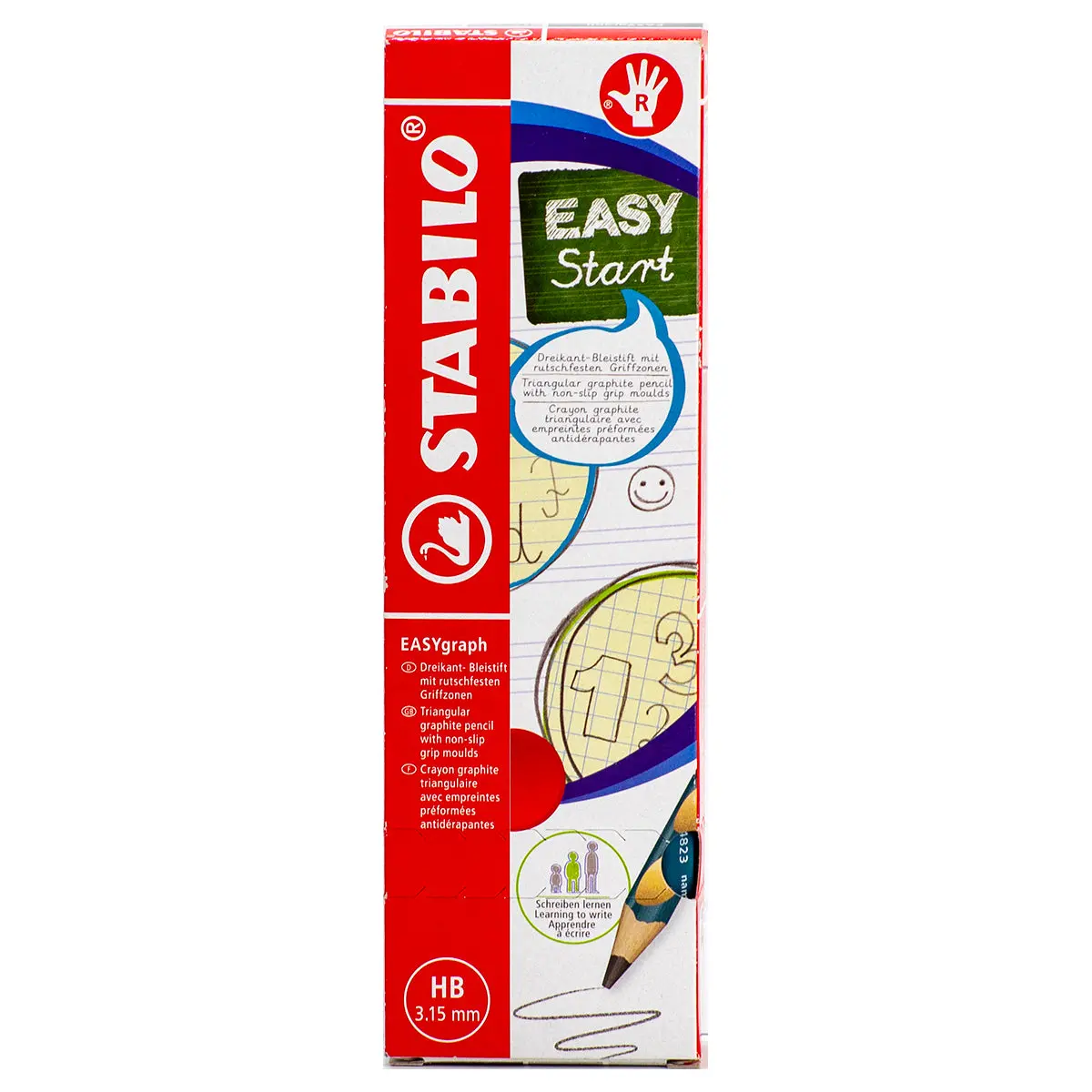 Stabilo Easygraph 12 Hb Pencils Petrol Right Hand Grip 1
