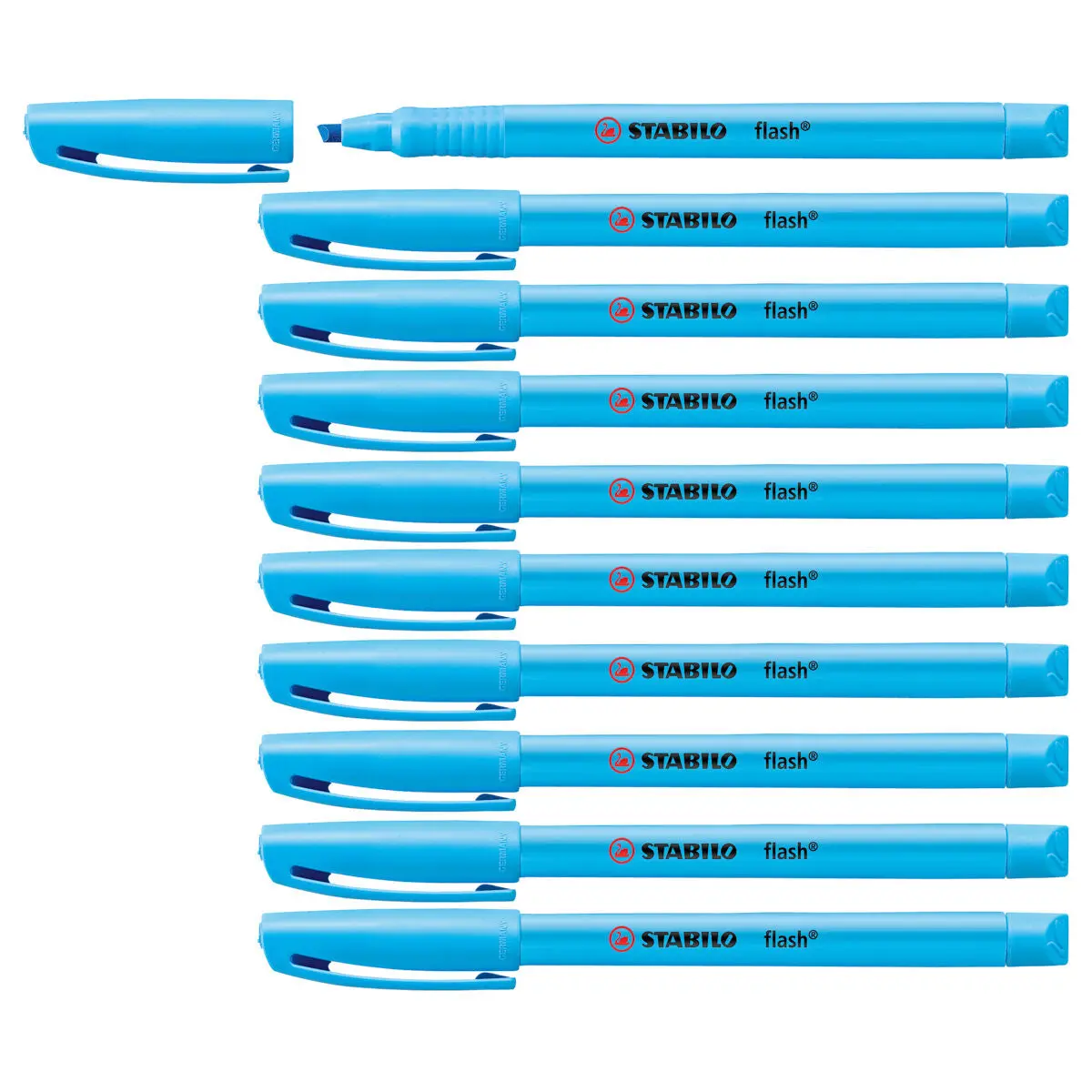 Stabilo Flash Blue Highlighter Box Of 10 1