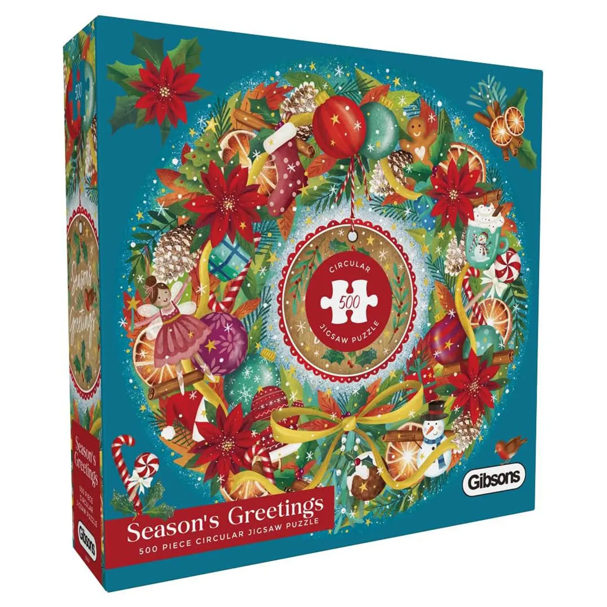 Gibsons Season's Greetings 500 Piece Circular Jigsaw Puzzle 1