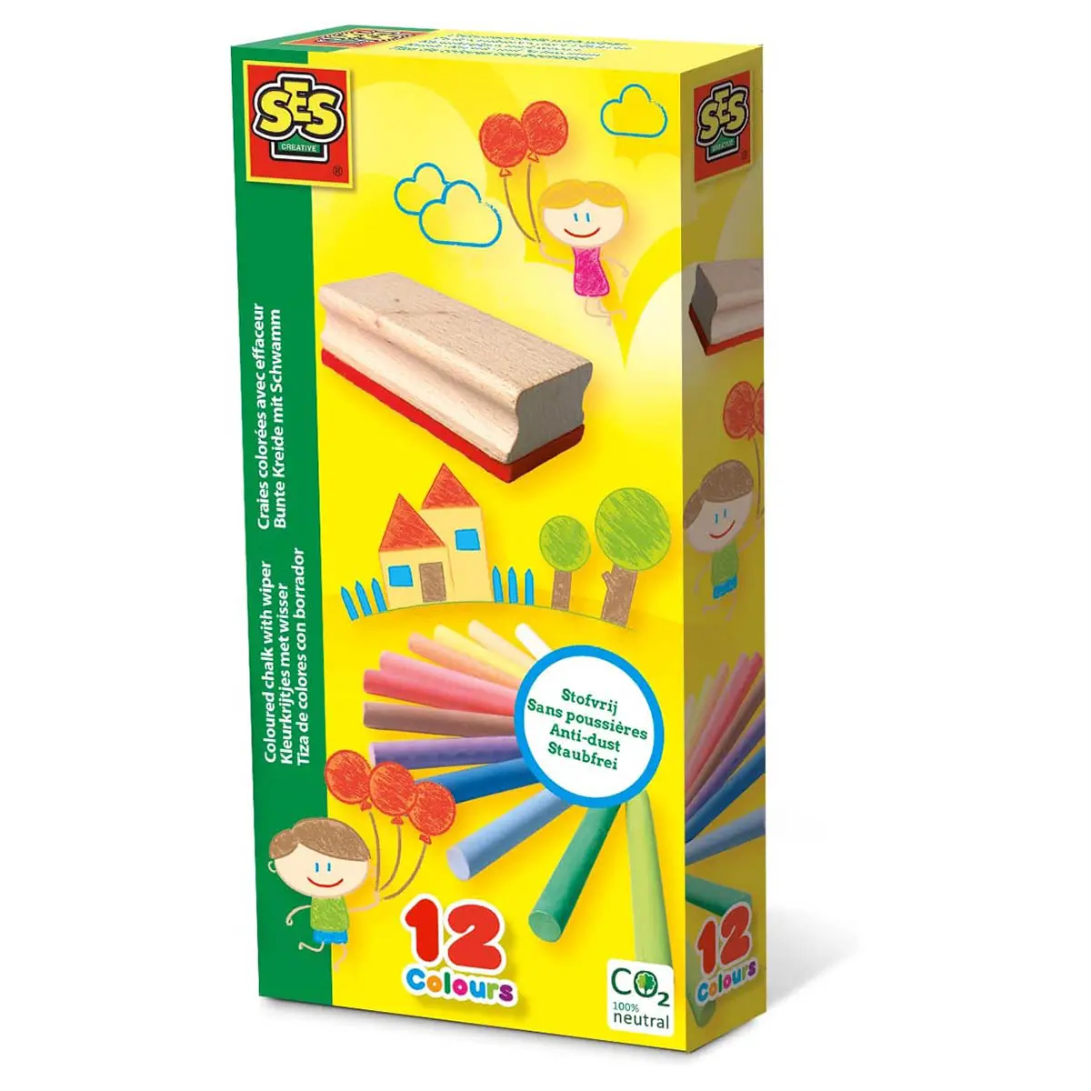 Ses Creative Coloured Chalk With Wiper Set 1