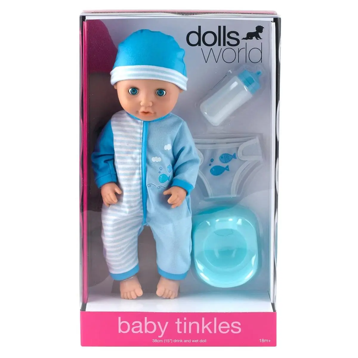 Dolls World Baby Tinkles Drink And Wet Doll Blue 1