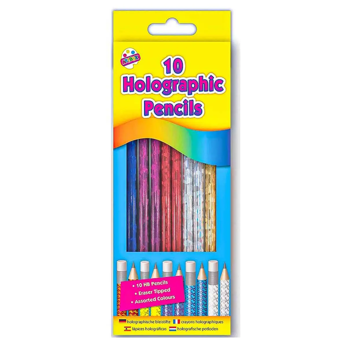 Artbox 10 Holographic Hb Pencils With Eraser Tips 1