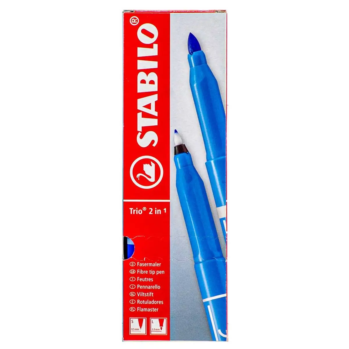 Stabilo Trio 2 In 1 Fibre-Tip Pens Black (10 Pack) 1