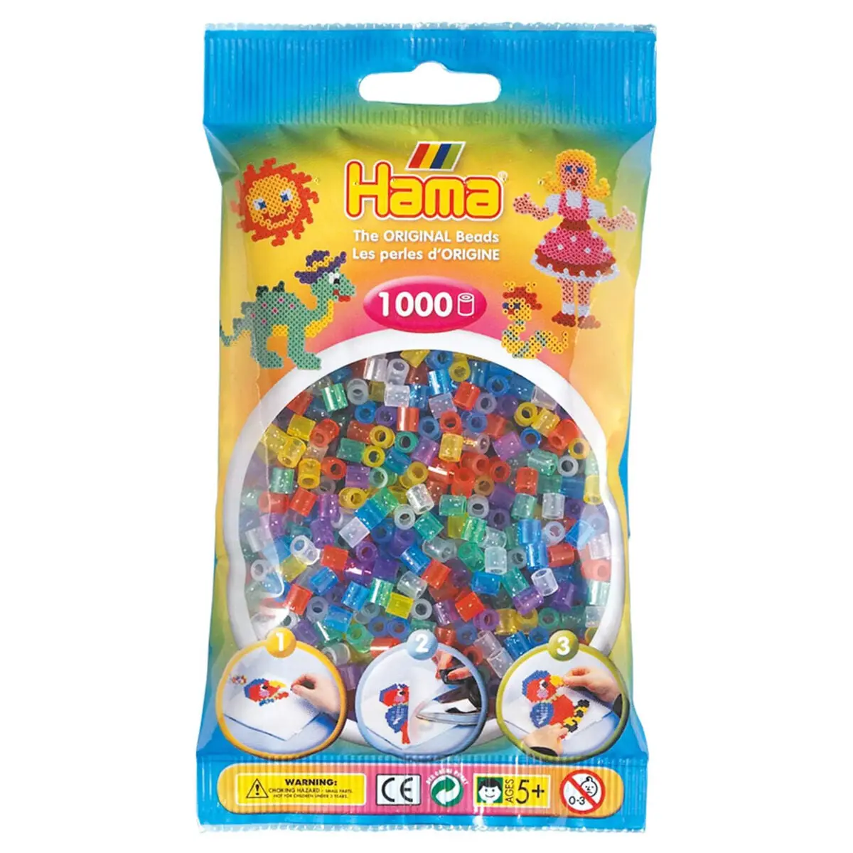 Hama Translucent Glitter Mix Midi Beads (1000 Pack) 1