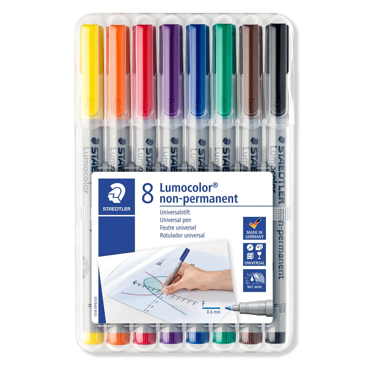 Staedtler Lumocolor Non-Permanent Universal Fine Line Pens Pack Of 8 1