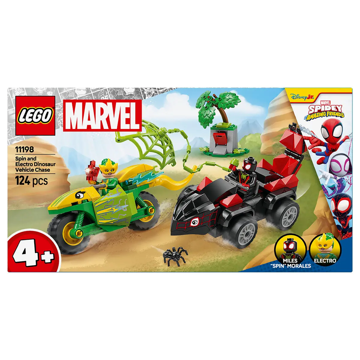 Lego Marvel Spidey And His Amazing Friends Spin And Electro Dinosaur Vehicle Chase Building Set 1