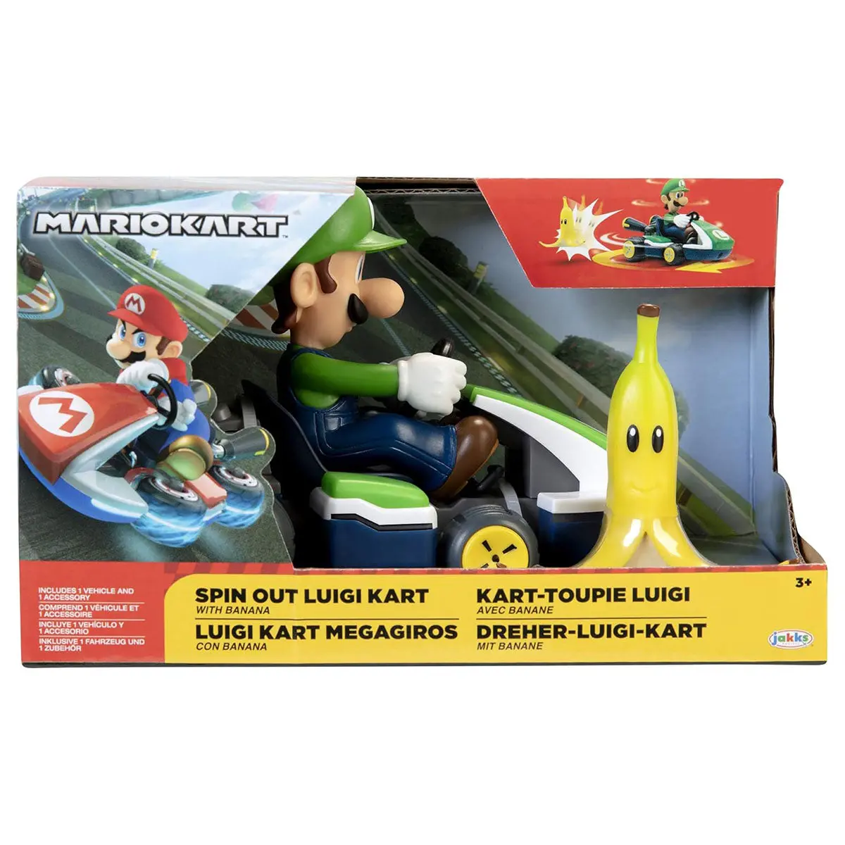 Super Mario Spin Out Luigi Kart With Banana 1