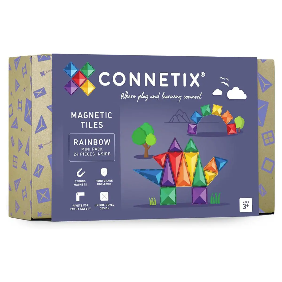 Connetix Magnetic Tiles Rainbow Mini Pack 24 Pieces 1