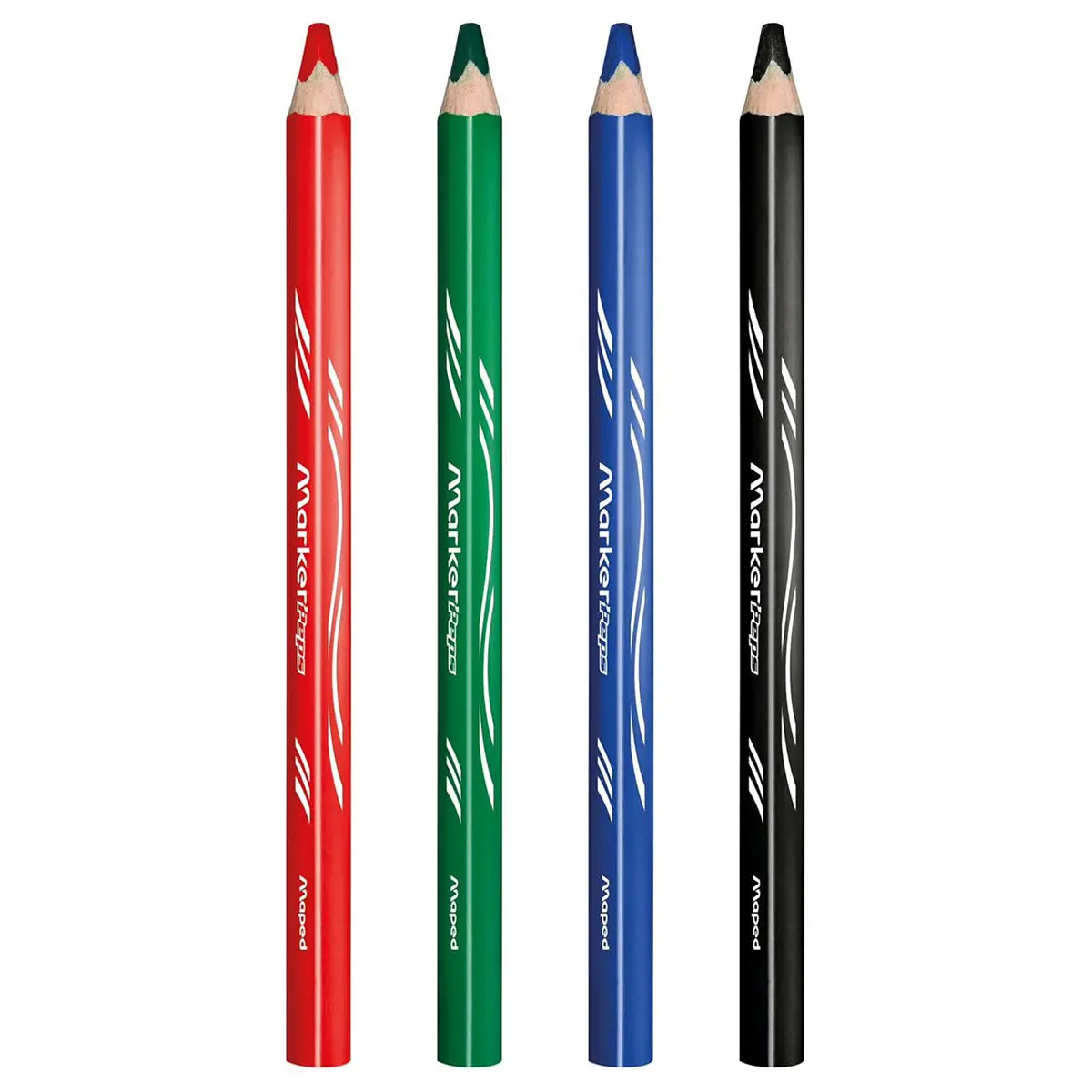 Maped Wooden Dry Erase Whiteboard Pencils X4 Assorted Colours & Sharpener 2