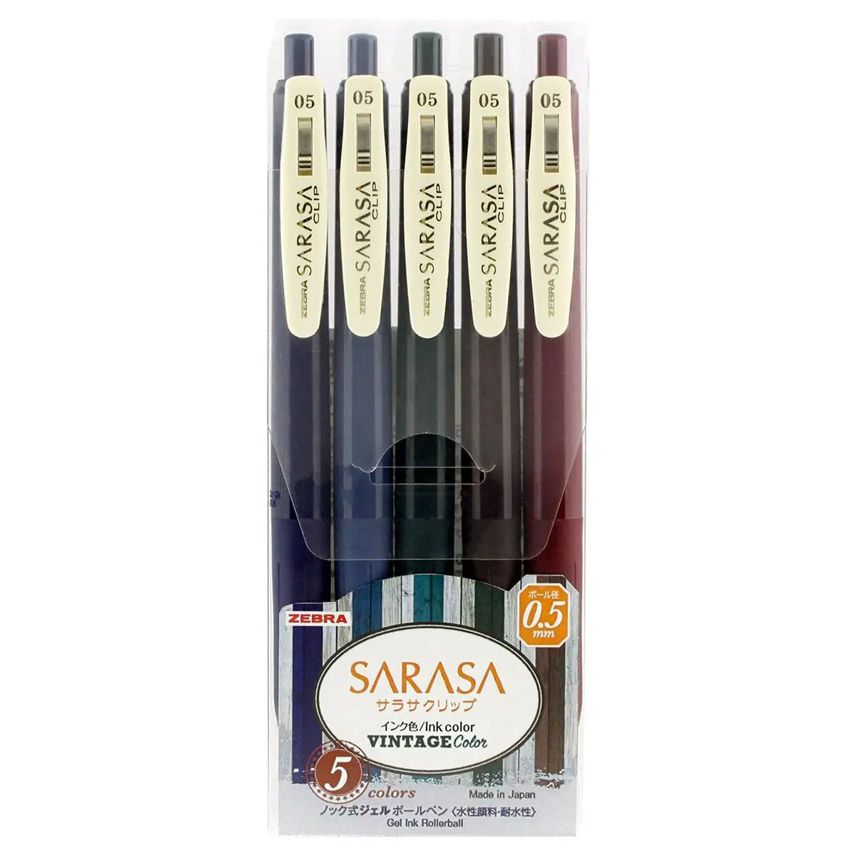 Zebra Pen Sarasa Gel Clip 0.5 Mm With 5 Vintage Colours 1 1