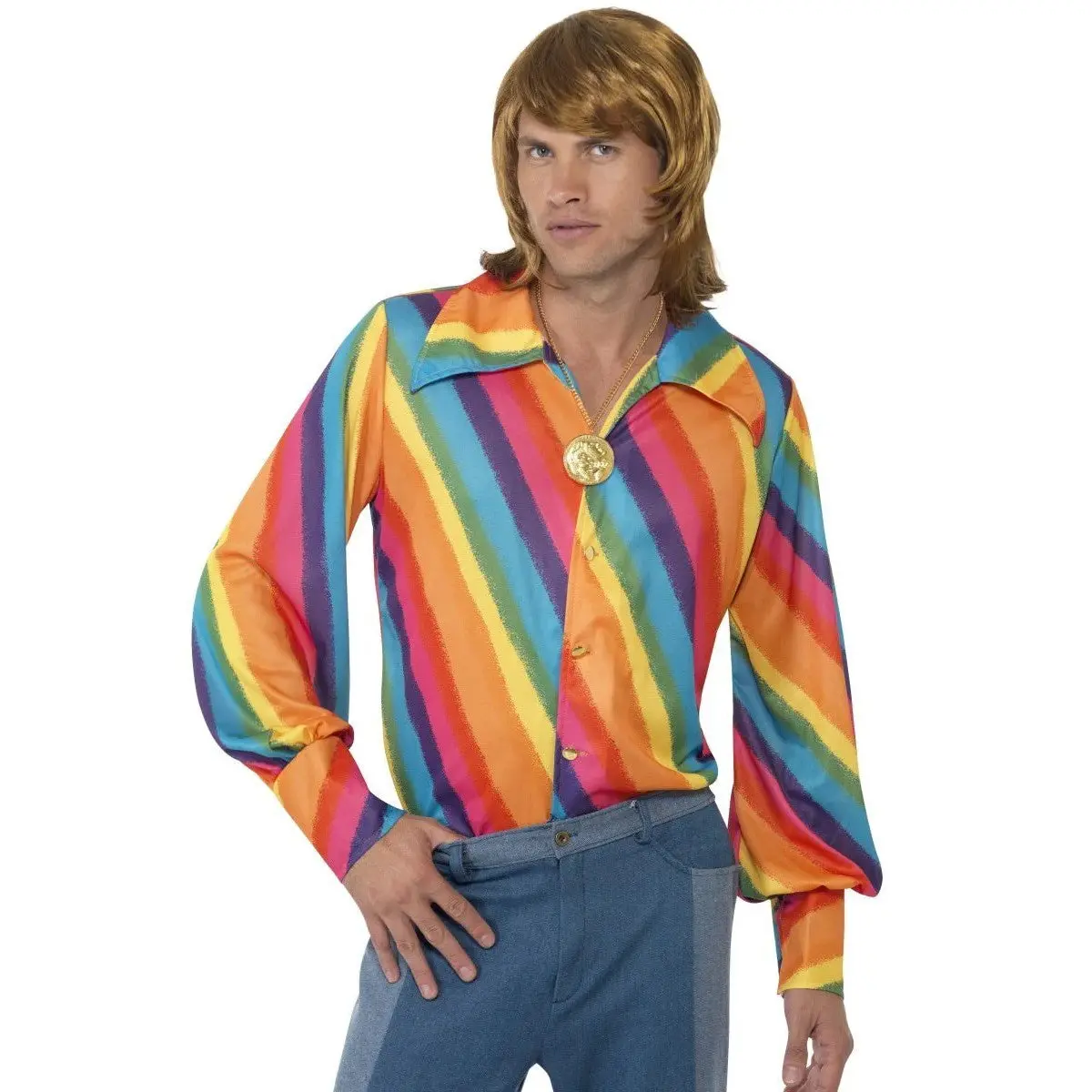 Smiffys 70S Rainbow Colour Shirt Medium 1