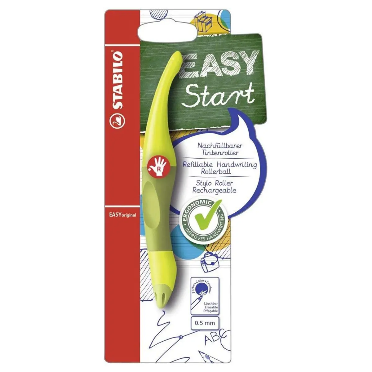 Stabilo Easyoriginal Refillable Handwriting Rollerball Green Right Handed Grip 1