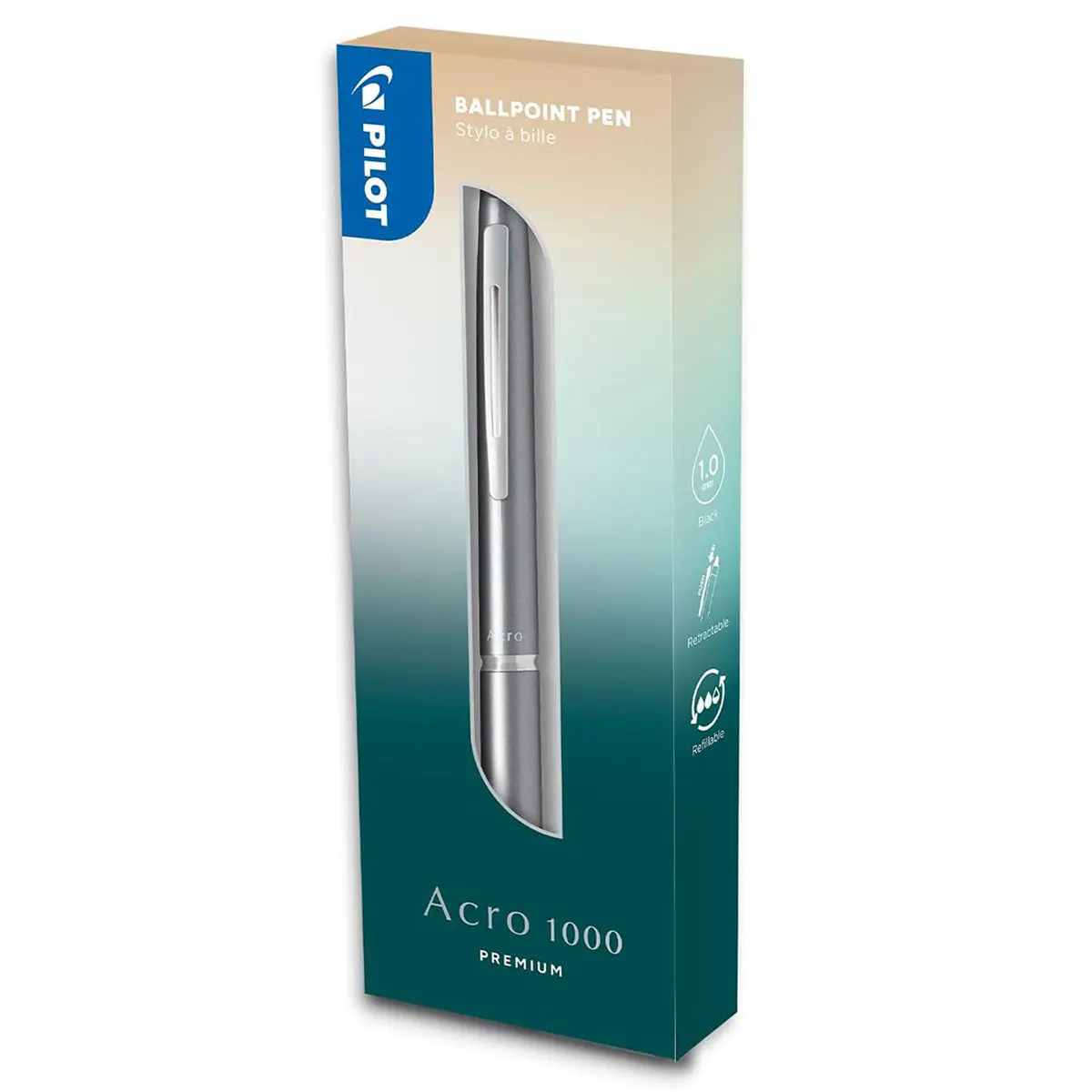 Pilot Acro 1000 Premium Medium Line Ballpoint Silver Pen 1