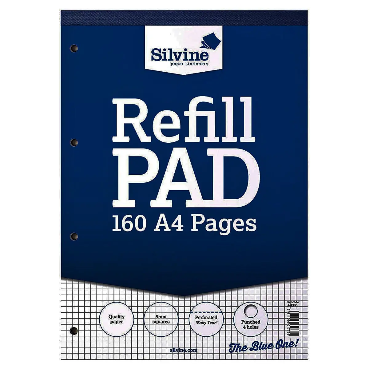 Silvine A4 Refill Pad Punched 4 Holes Square Ruled 160 Pages 1