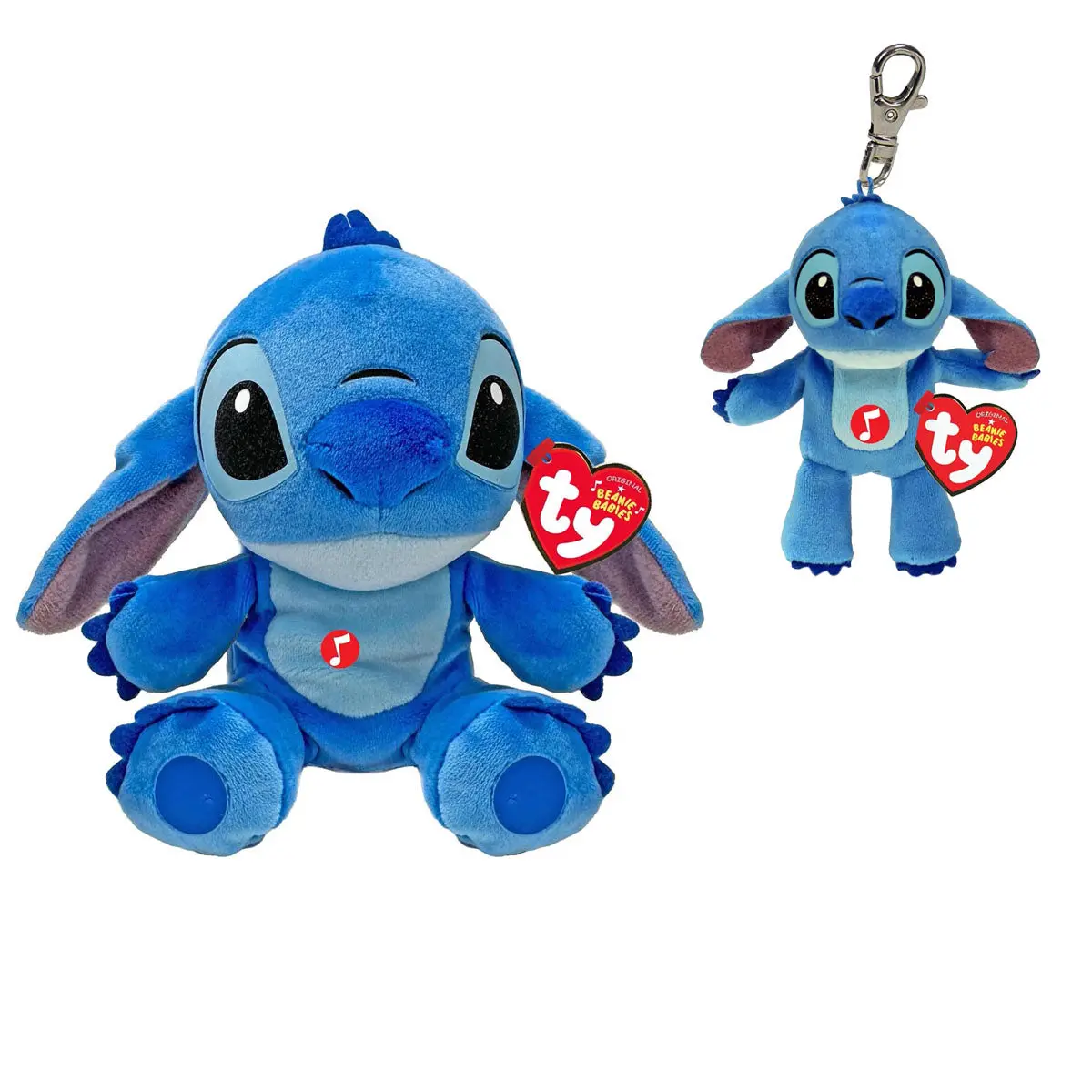 Ty Beanie Babies Disney Stitch Soft Toy & Key Clip Set 1