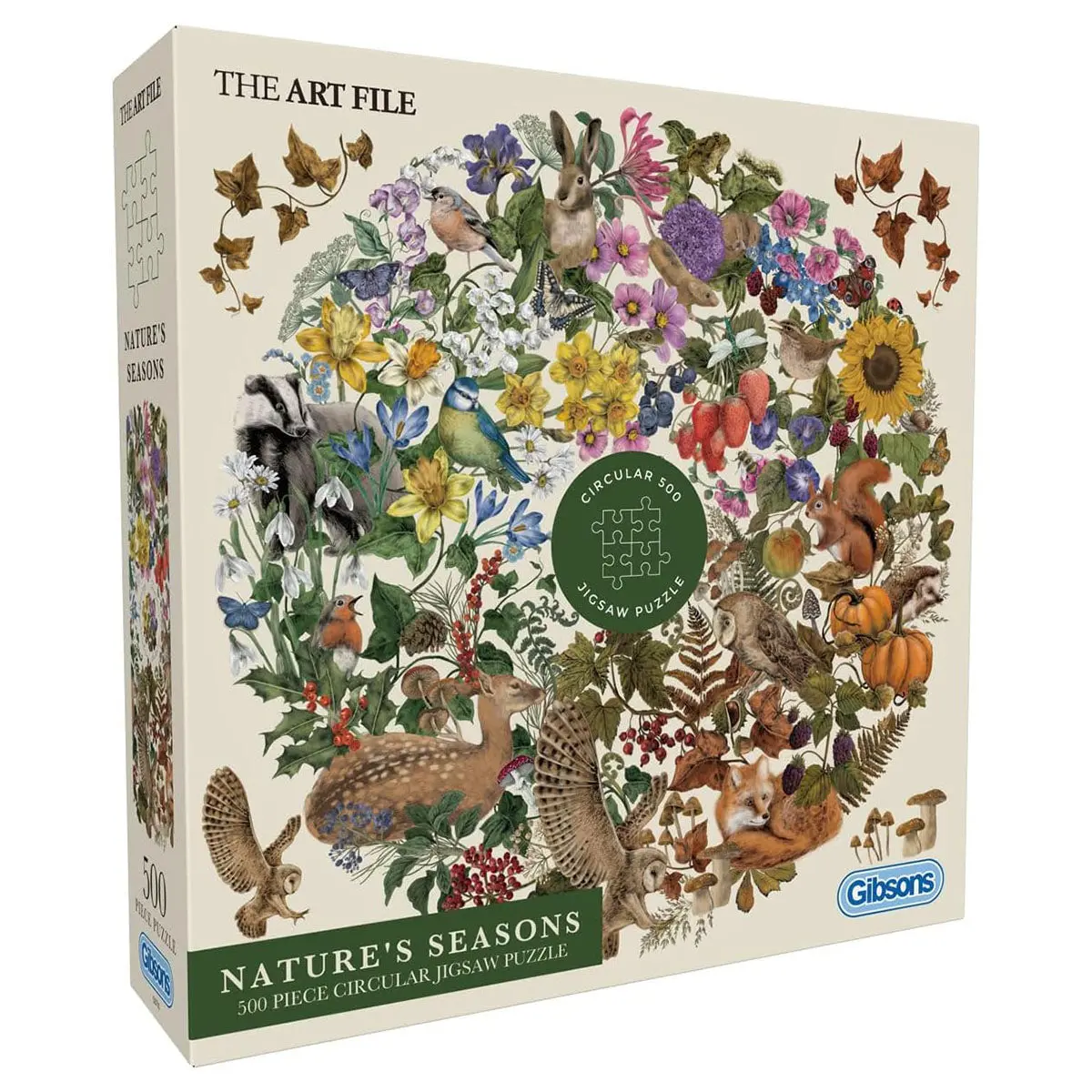 Gibsons The Art File: Nature's Seasons 500 Piece Circular Jigsaw Puzzle 1