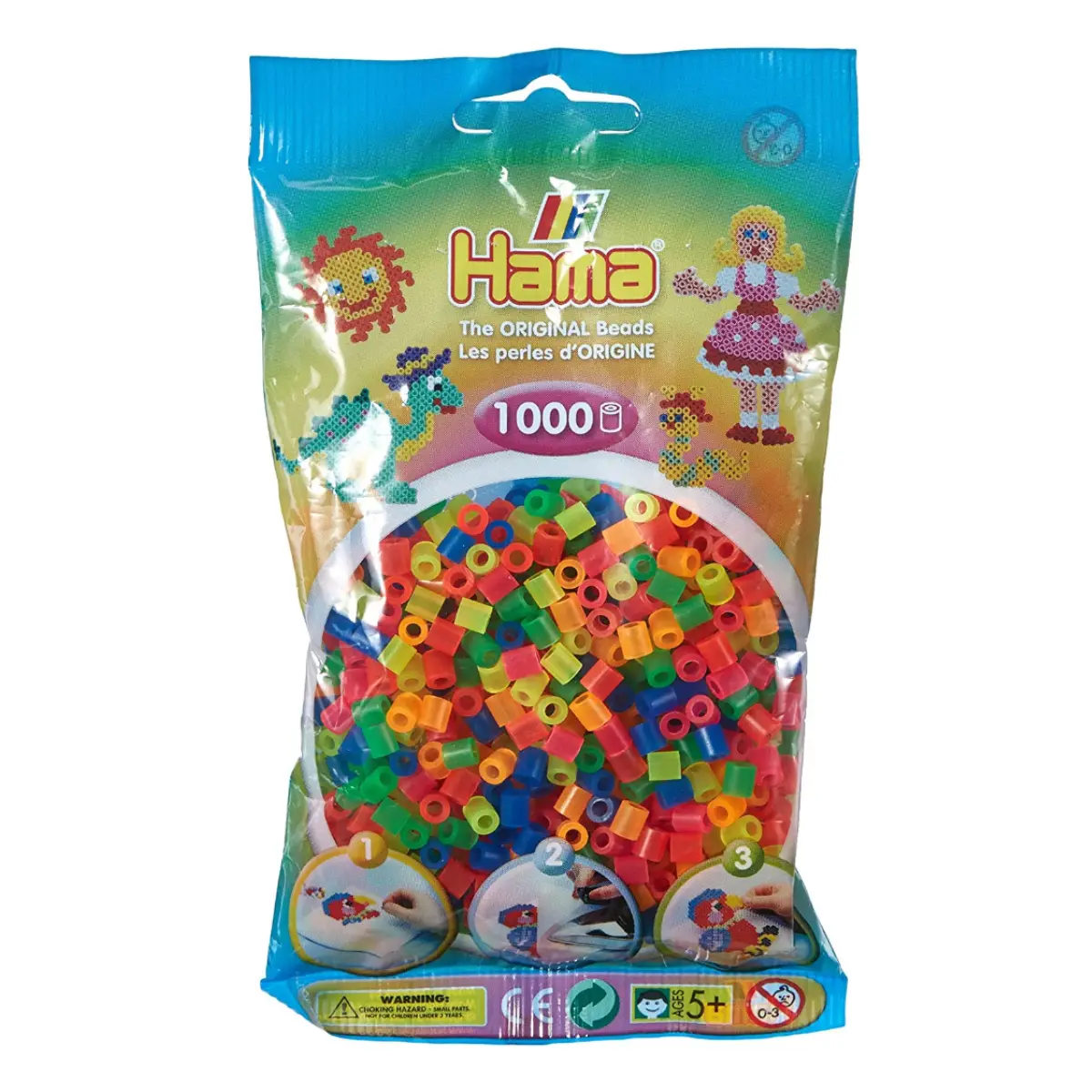 Hama Midi Beads Neon Mix 1000 Piece Pack 1