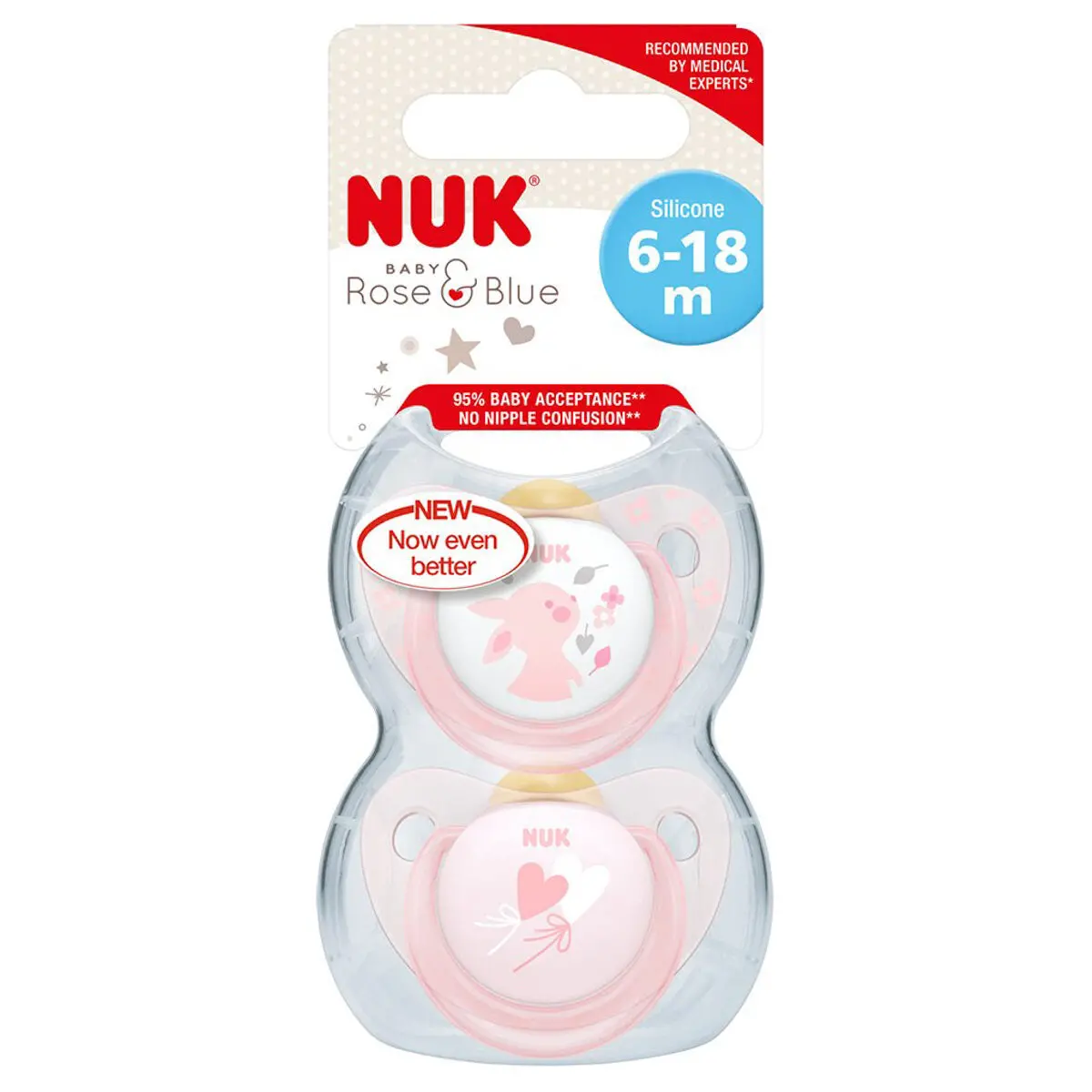 Nuk R&B Latex Soother Rose Size 2 (Pack Of 2) 2