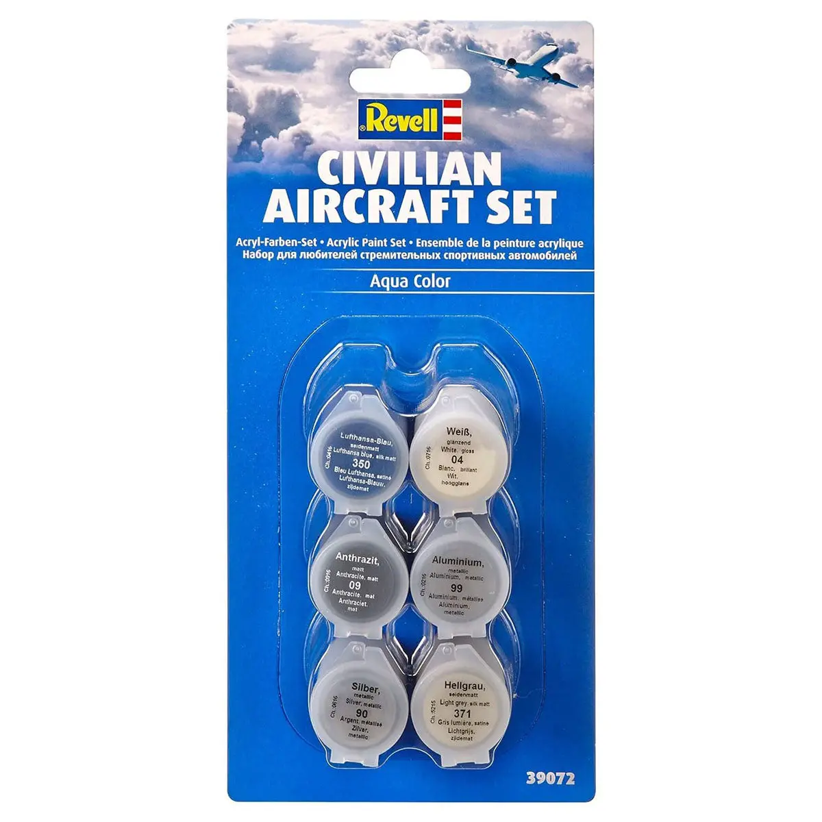 Revell Civilian Aircraft Set Aqua Colour Acrylic Model Paint (6 Pack) 1