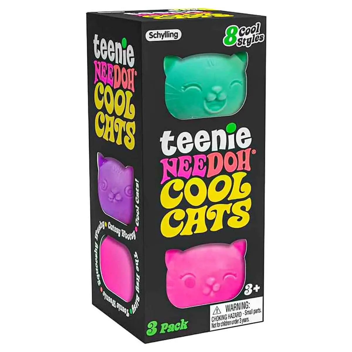 Needoh Teenie Cool Cats Fidget Toy 3 Pack (Styles Vary) 1