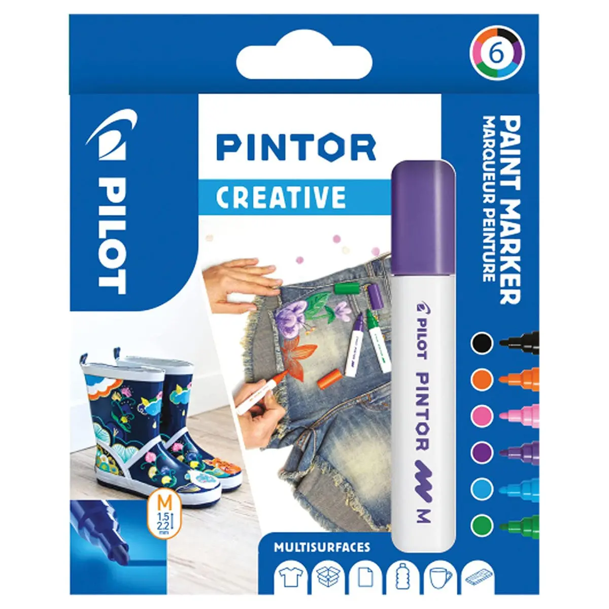 Pintor Marker Bullet Tip Medium Line 6 Piece Wallet (Creative Colours) 1