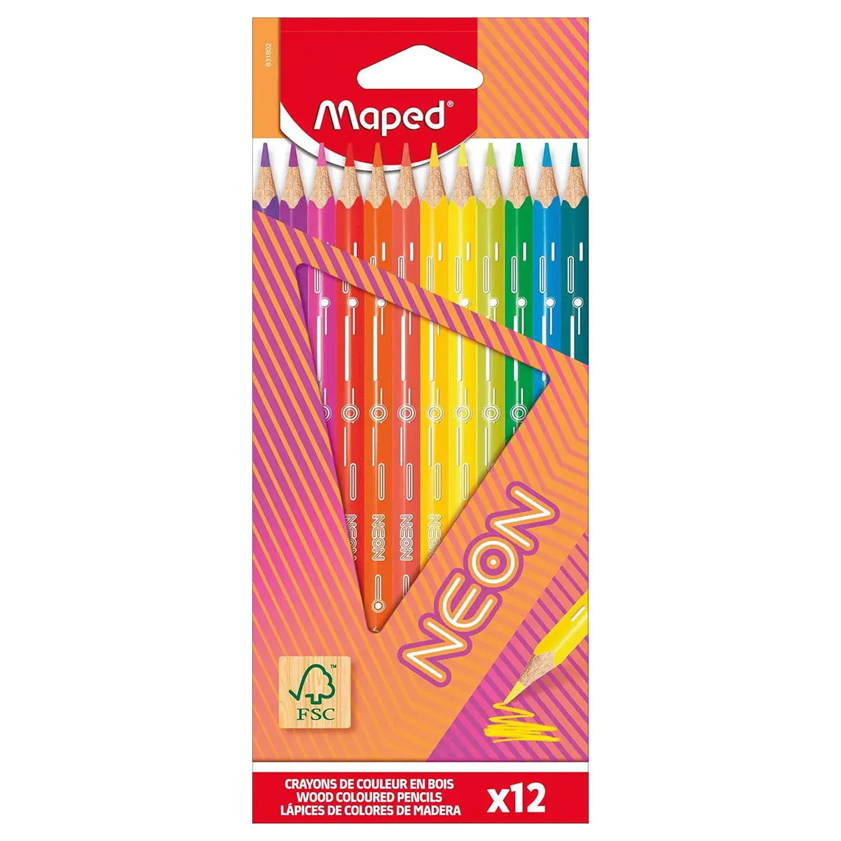 Maped Neon Coloured Pencils - Pack Of 12 Neon Effect Colouring Pencils 1