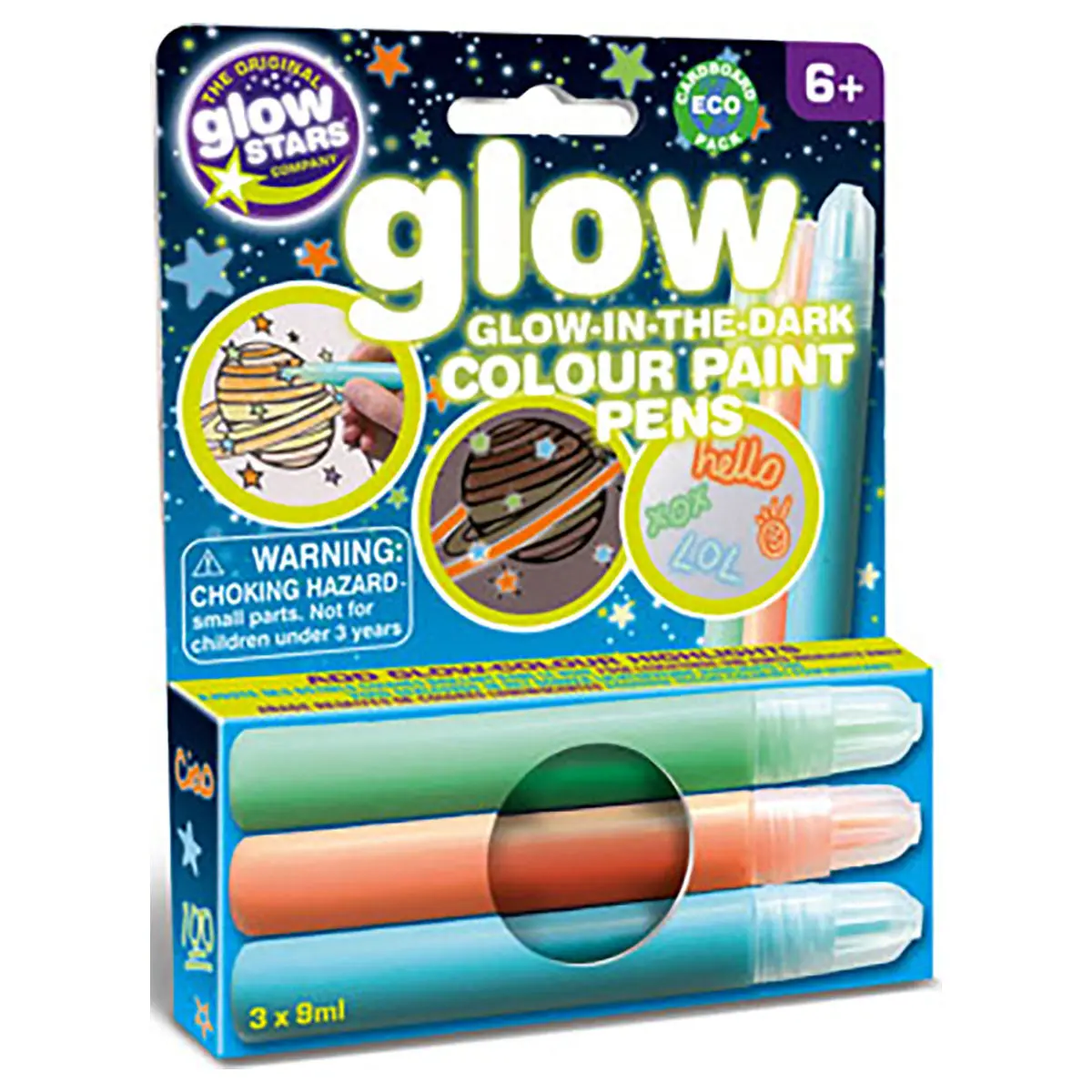 Glow Stars Glow-In-The-Dark Colour Paint Pens (3 Pack) 1