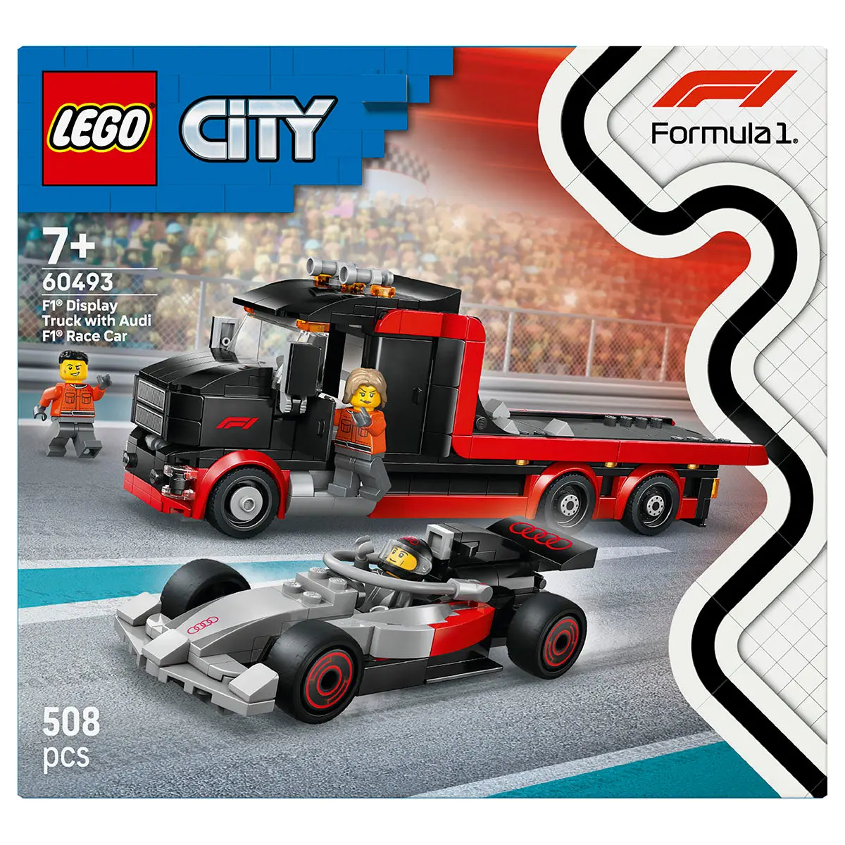 Lego City F1 Display Truck With Audi F1 Race Car Building Set 1