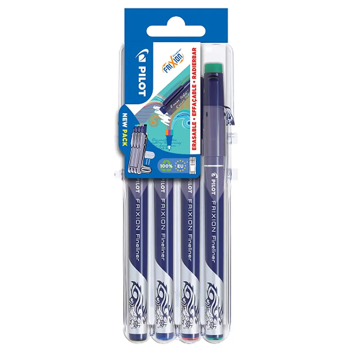 Pilot Frixion Fineliner Erasable Writing Felt-Tip Coloured Pens (4 Pack) 1