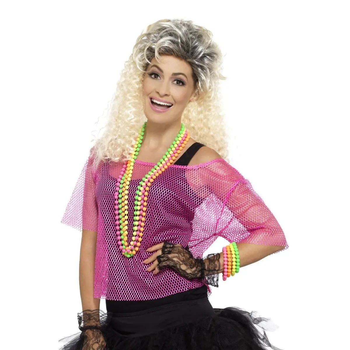 Smiffys Neon Pink Fishnet Top Large-Xl 1