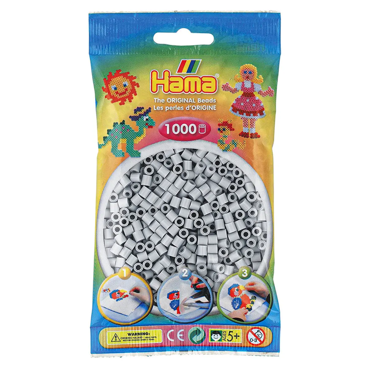 Hama Midi Beads Light Grey 1000 Piece Pack 1