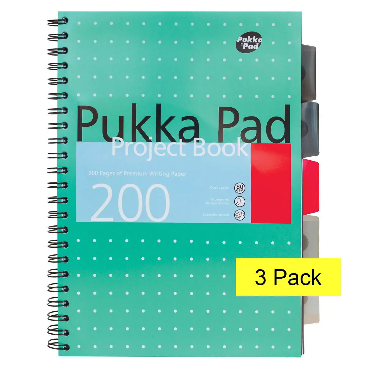 Pukka Pad A4 Metallic Project Book 200 Pages 80Gsm Wirebound Ruled Pack Of 3 1