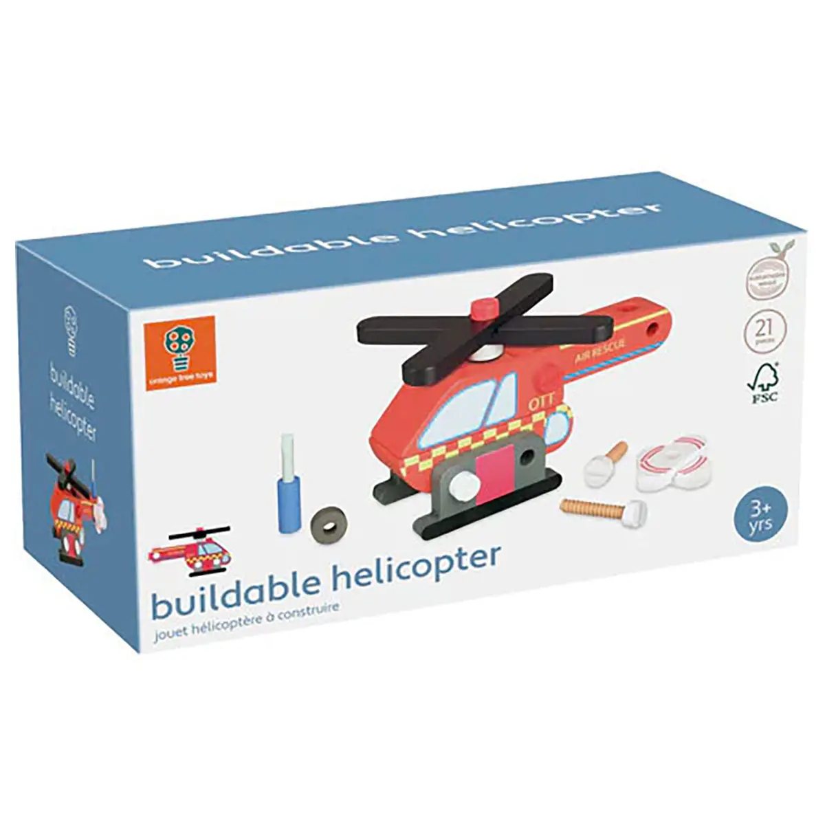 Orange Tree Toys Wooden Buildable Helicopter 1