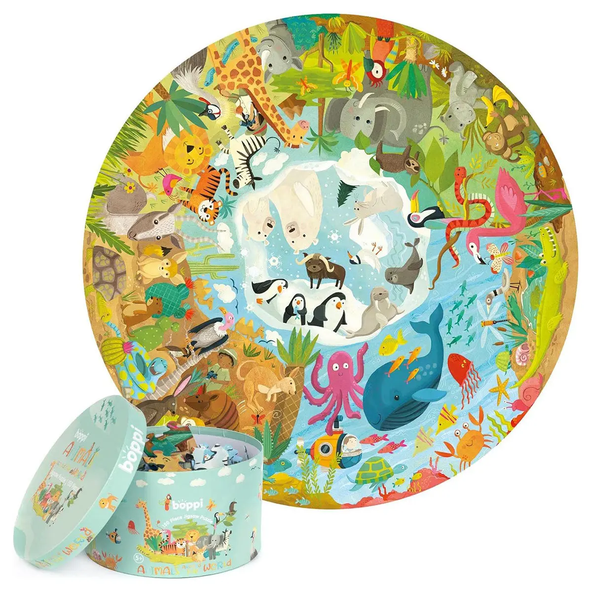 Boppi Animals Around The World 150 Piece Round Jigsaw Puzzle 1