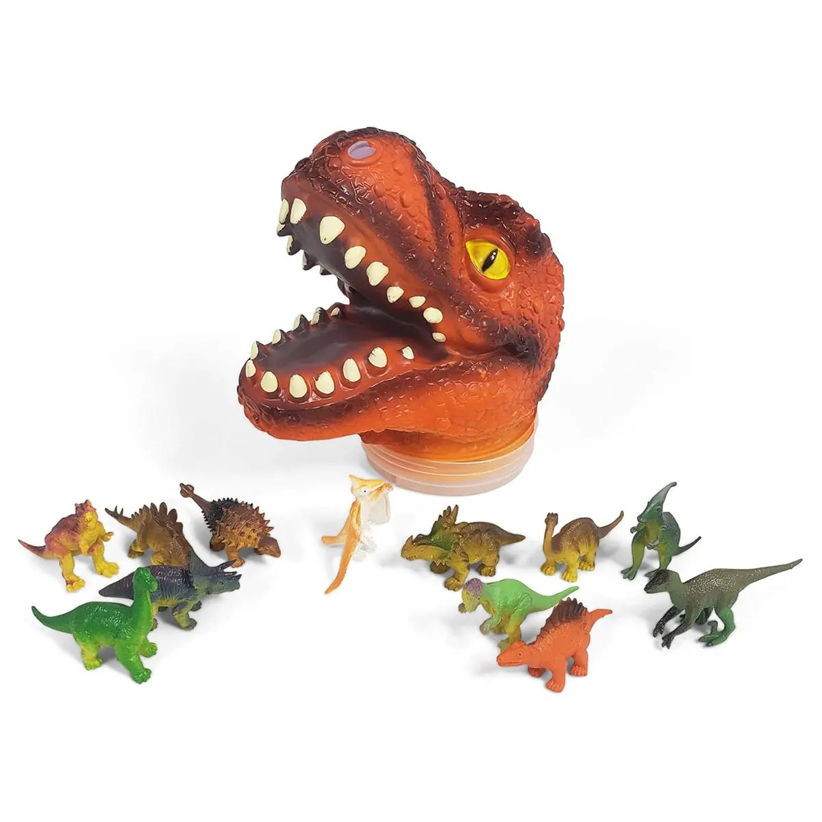 Dinosaur T-Rex Head Tub With Small Dino Figures 1