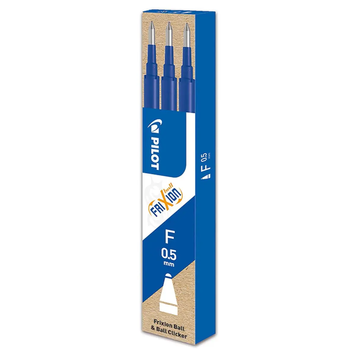 Pilot Frixion Ball & Ball Clicker Erasable F Pen Blue Ink Refills (3 Pack) 1