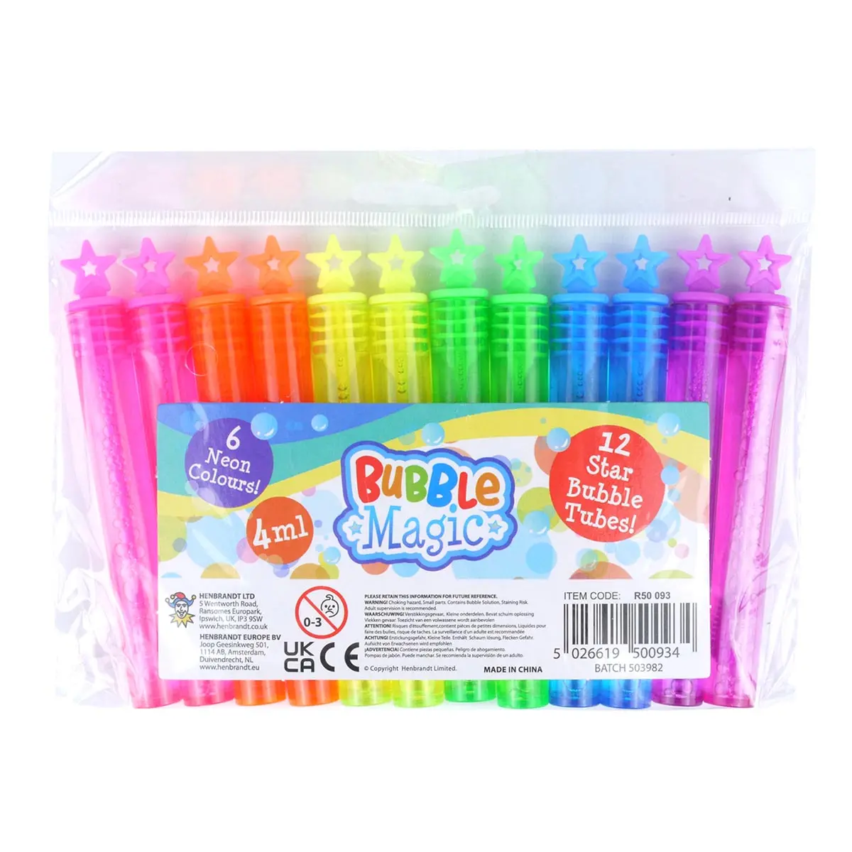 Henbrandt Bubble Magic Neon Star Bubble Tubes (12 Pack) 1