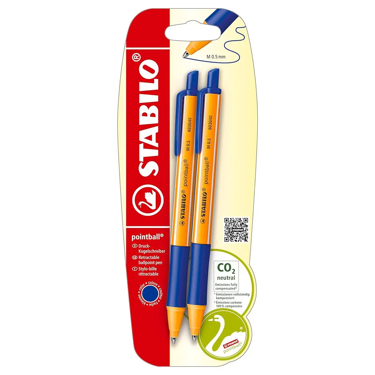 Stabilo Pointball Retractable Ballpoint Blue Pen (2 Pack) 1