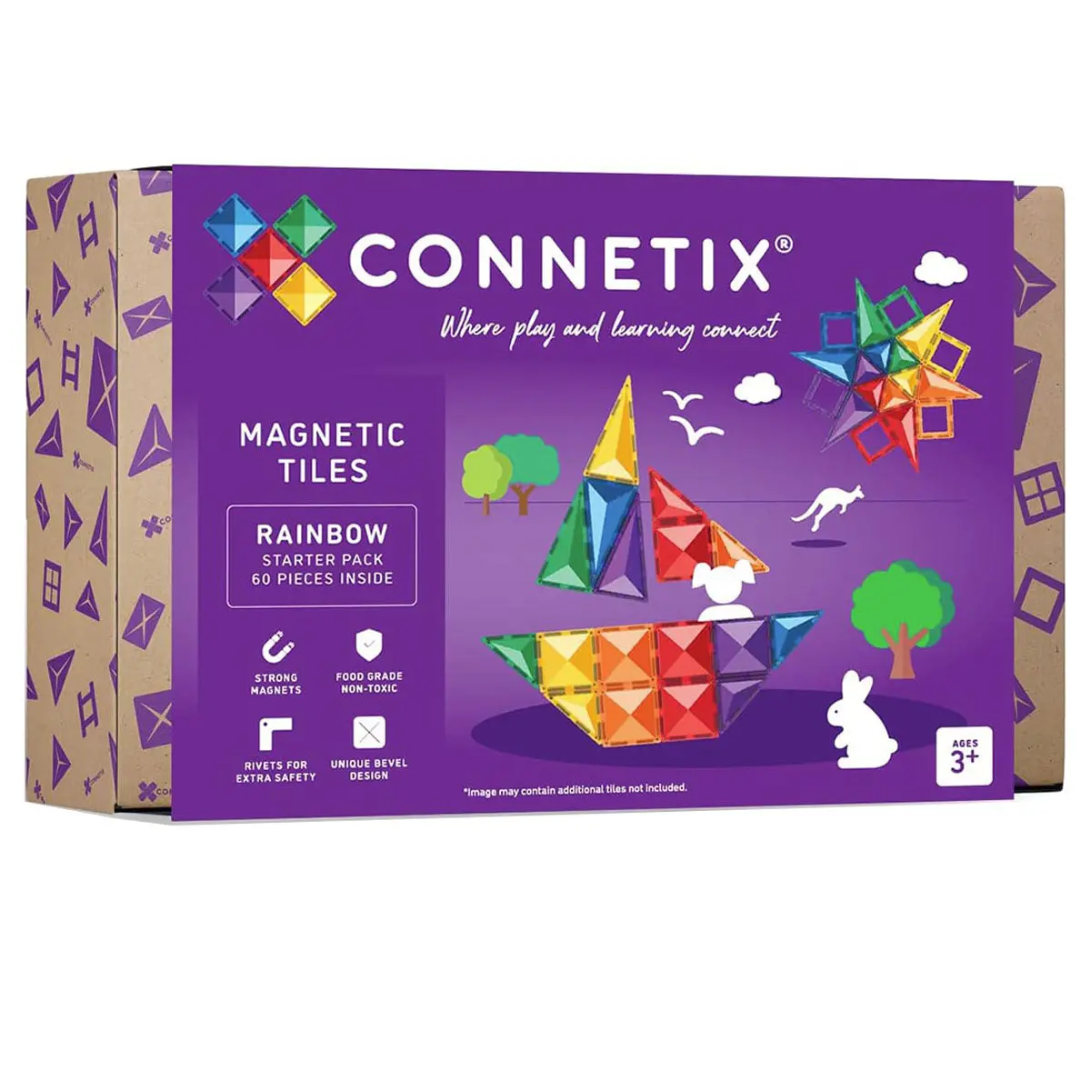 Connetix Magnetic Tiles Rainbow Starter Pack 60 Pieces 1