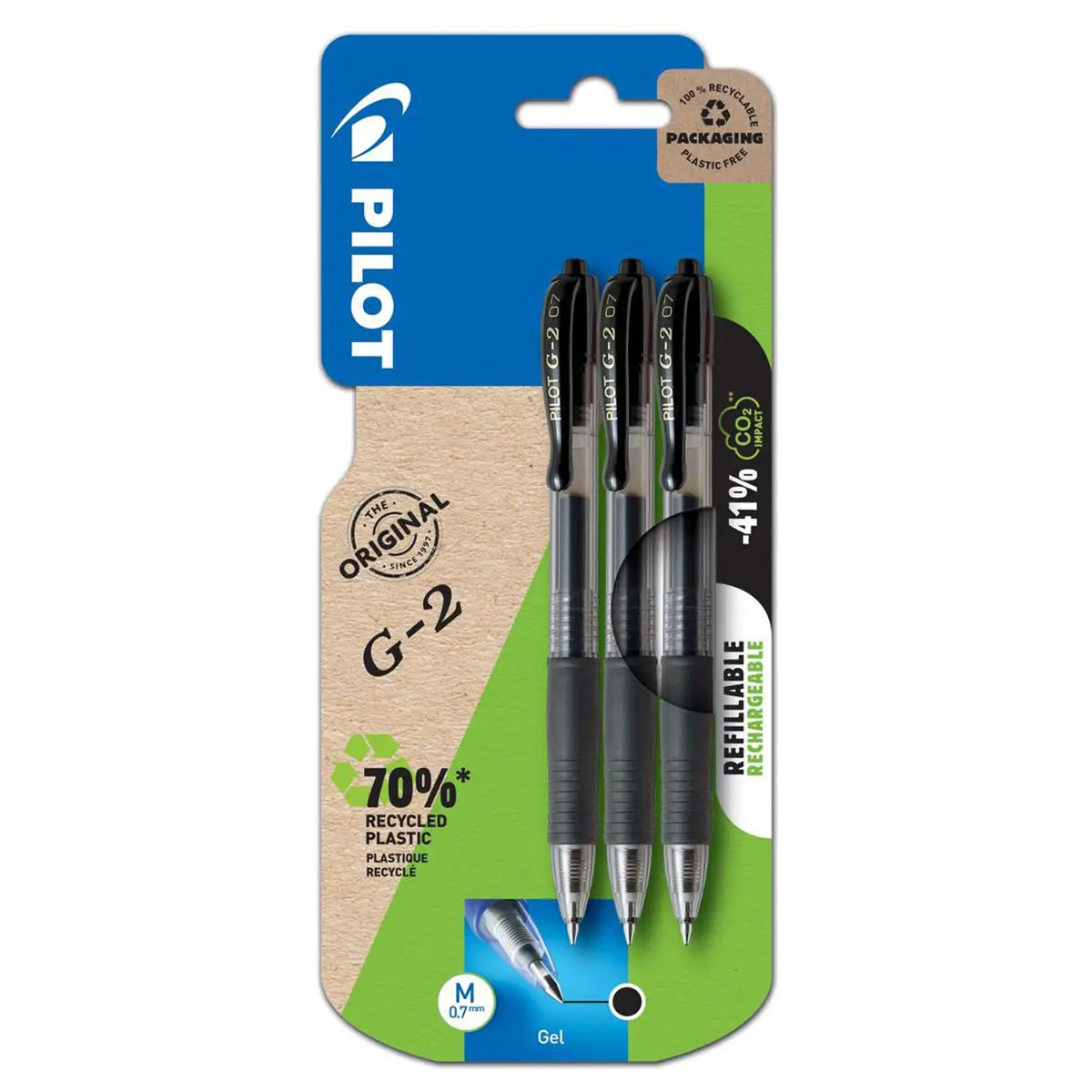 Pilot G2-07 Refillable Roller Ball Black Pen (3 Pack) 1