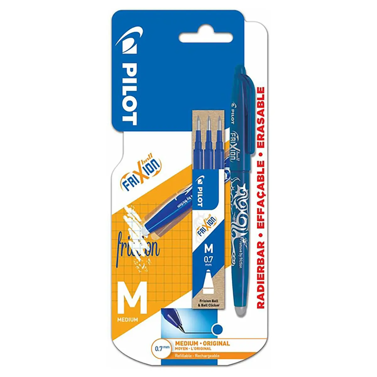Pilot Frixion Ball Erasable And Refillable Blue M Pen With 3 Ink Refills 1