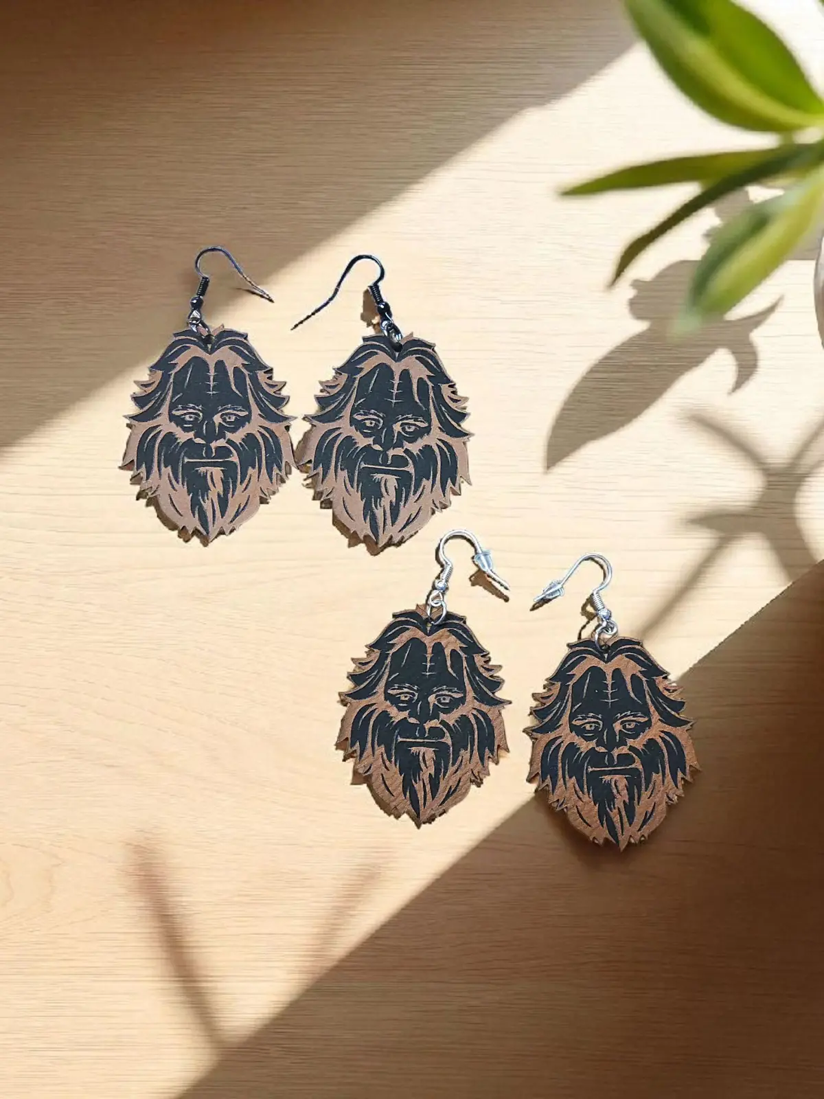 Leather Sasquatch Earrings By Mobile Bay Woodworking 1
