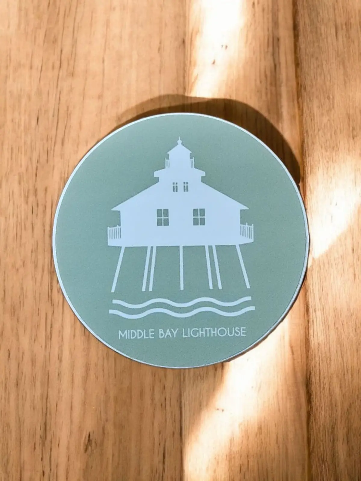 Mobile Bay Lighthouse Green Sticker 1