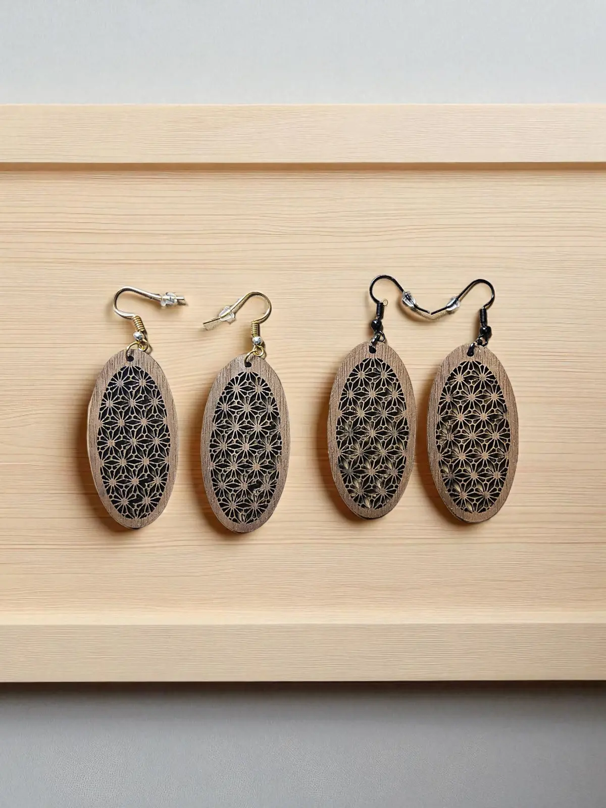 Wooden Oval Flower Earrings By Mobile Bay Woodworking 1