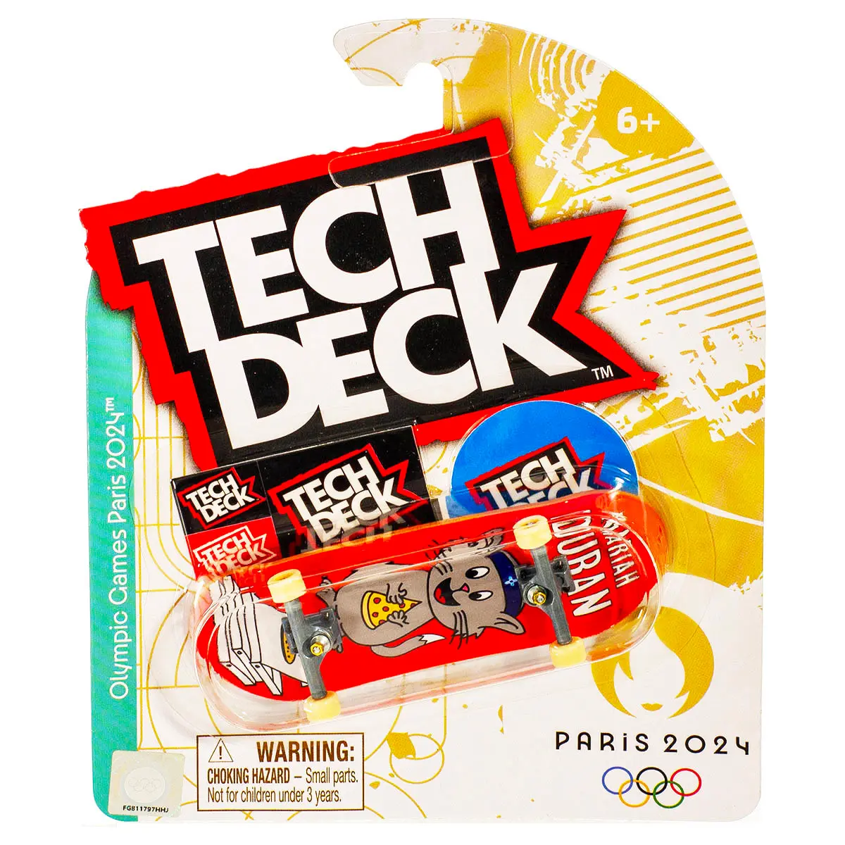 Tech Deck Olympic Games Paris 2024 Mariah Duran 'Pizza Cat' 96Mm Fingerboard 1