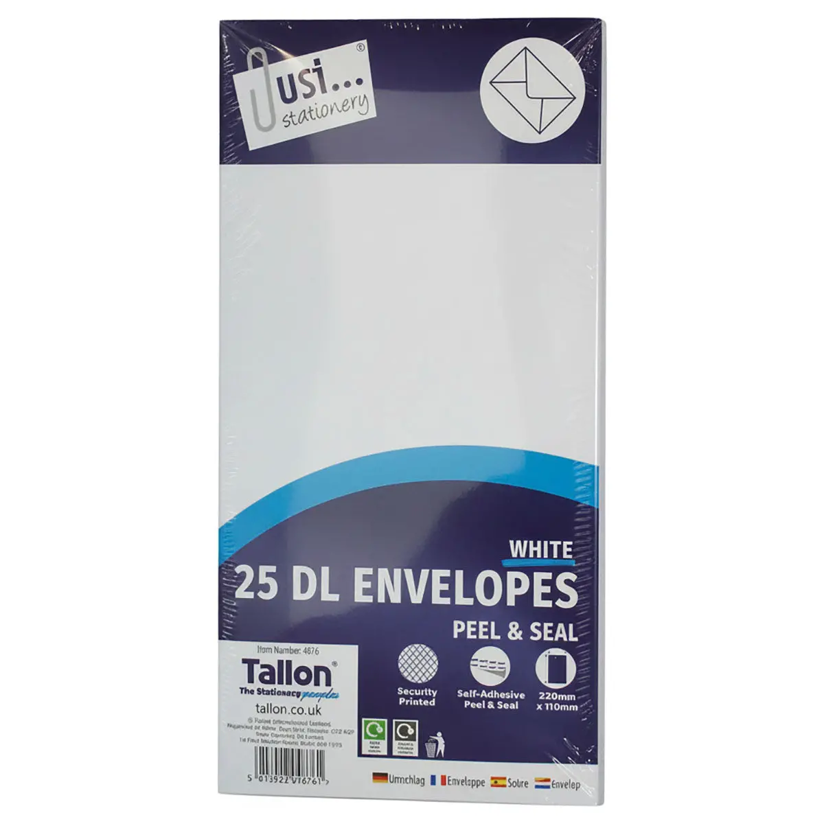 Envelopes 25 X Dl White  Peal & Seal  80Gsm 1