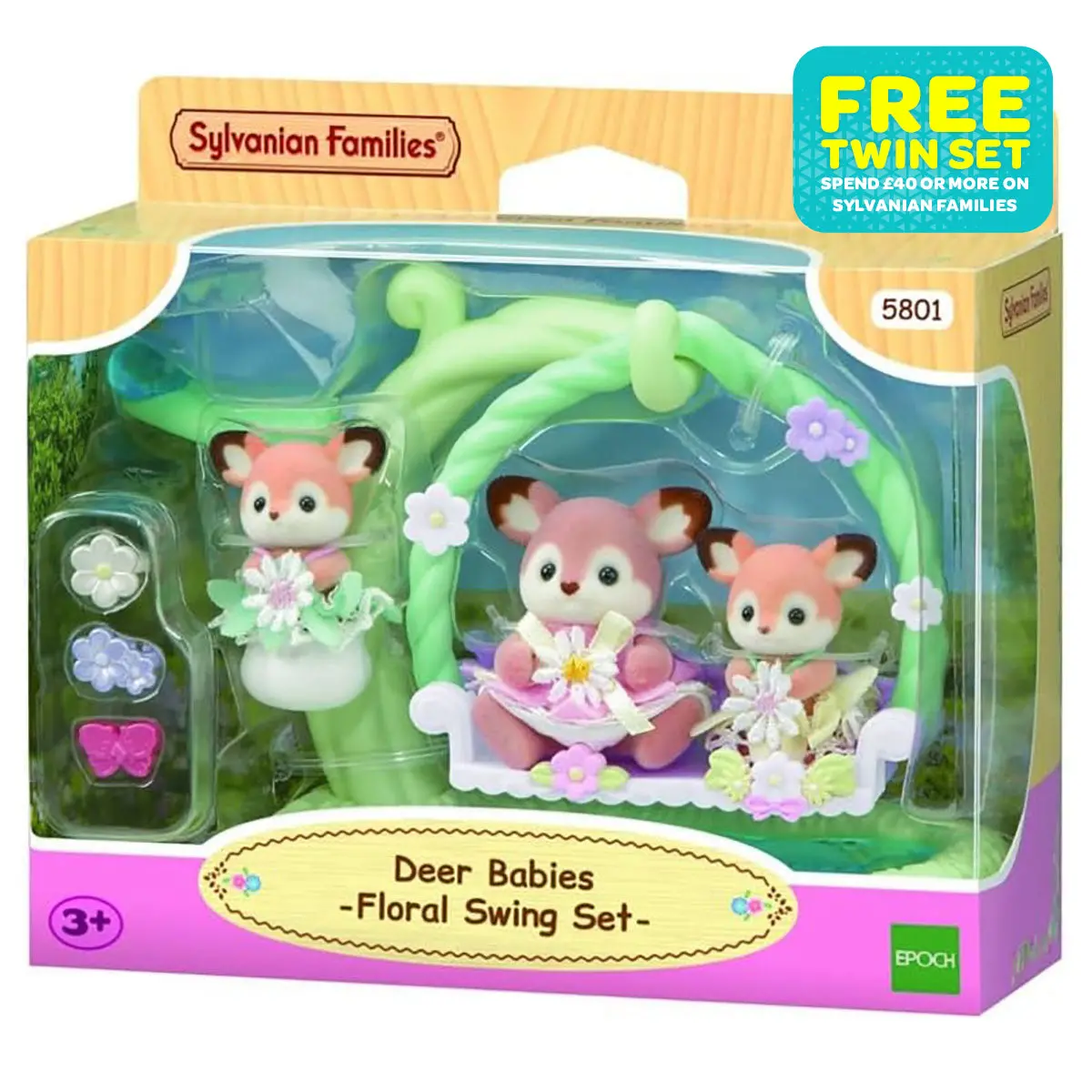 Sylvanian Families Deer Babies Floral Swing Set 1